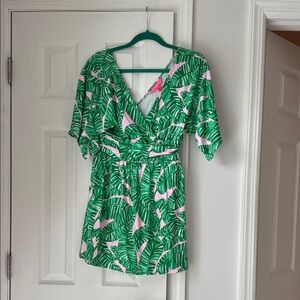 Lilly Pulitzer Green and Pink Tropical Midi Dress